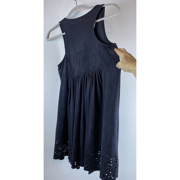MINKPINK Sz M Black Empire Waist Laser Cut Sleeveless Racerback Dress - Picture 6 of 10